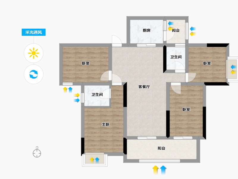 贵州省-黔南布依族苗族自治州-朝顺城市花园-107.56-户型库-采光通风