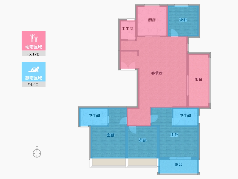 浙江省-台州市-伟星星悦城-136.00-户型库-动静分区