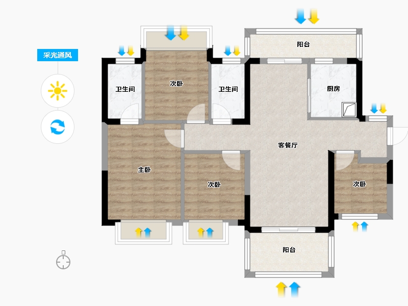 广西壮族自治区-南宁市-龙光玖悦府-90.40-户型库-采光通风