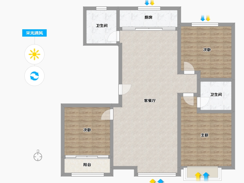 山东省-潍坊市-晟安瑞景苑-112.00-户型库-采光通风