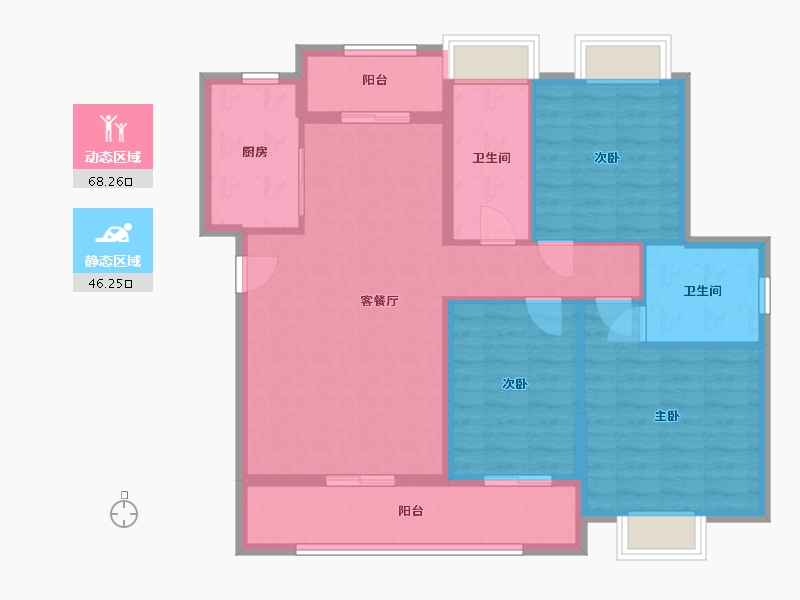 湖北省-武汉市-清和苑-103.20-户型库-动静分区