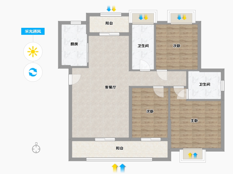 湖北省-武汉市-清和苑-103.20-户型库-采光通风