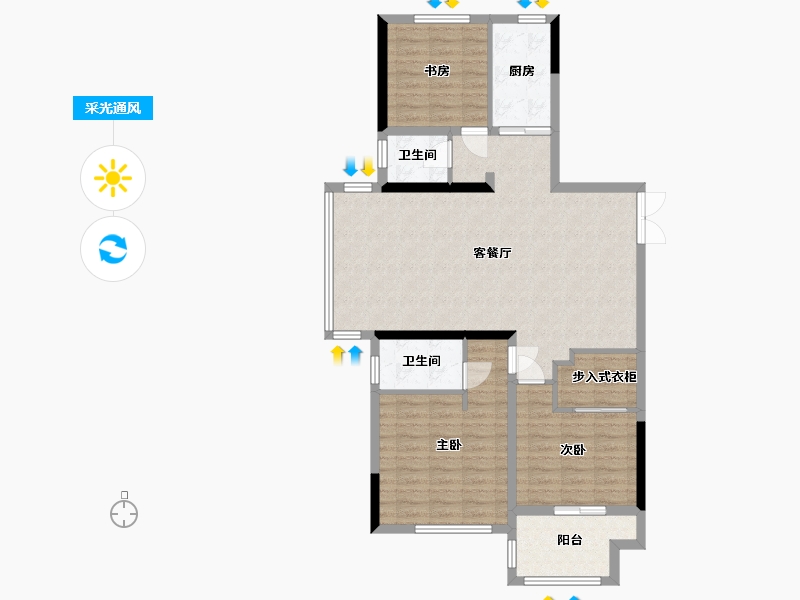 江苏省-镇江市-金鼎城市花园-109.60-户型库-采光通风