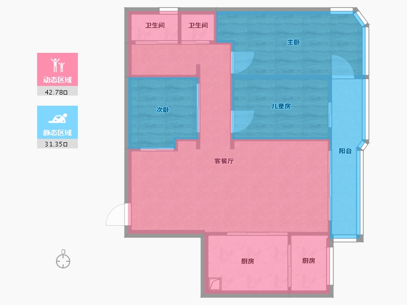 天津-天津市-锦中大厦-72.00-户型库-动静分区