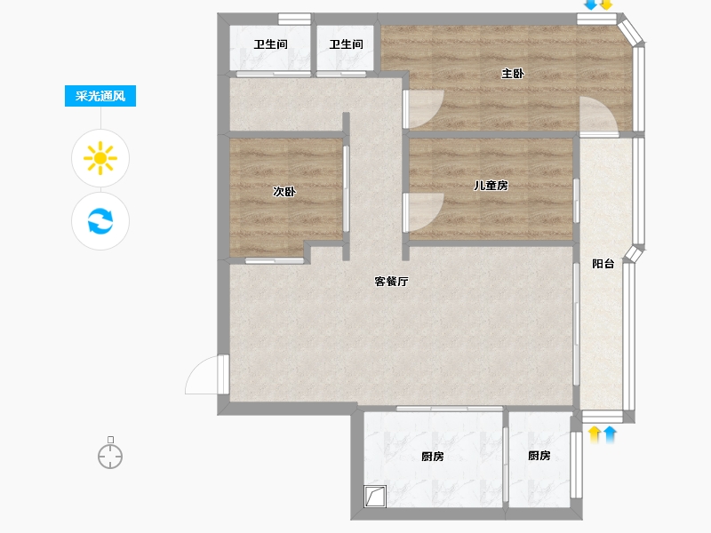 天津-天津市-锦中大厦-72.00-户型库-采光通风