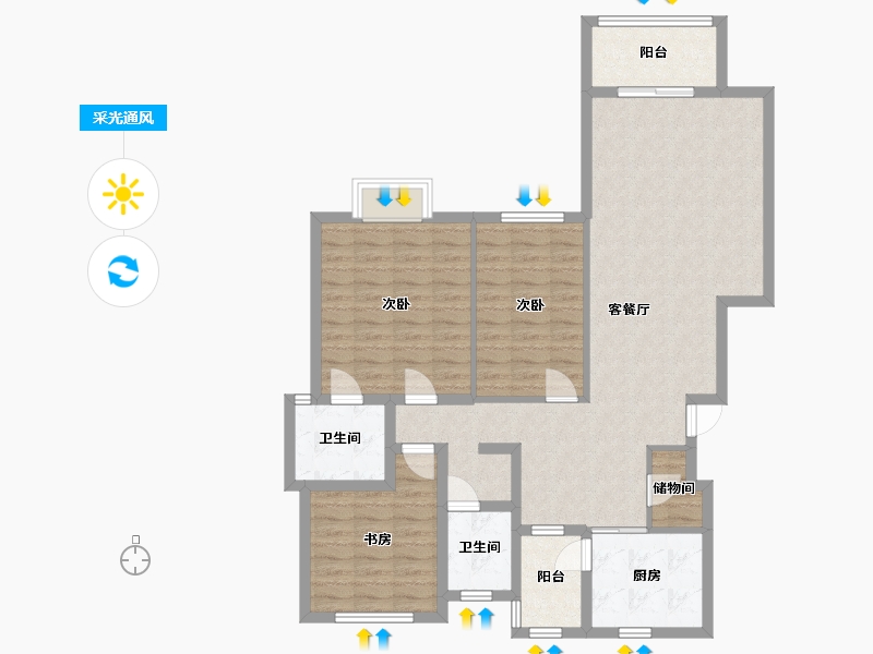 湖北省-武汉市-穗丰花园-东区-120.00-户型库-采光通风