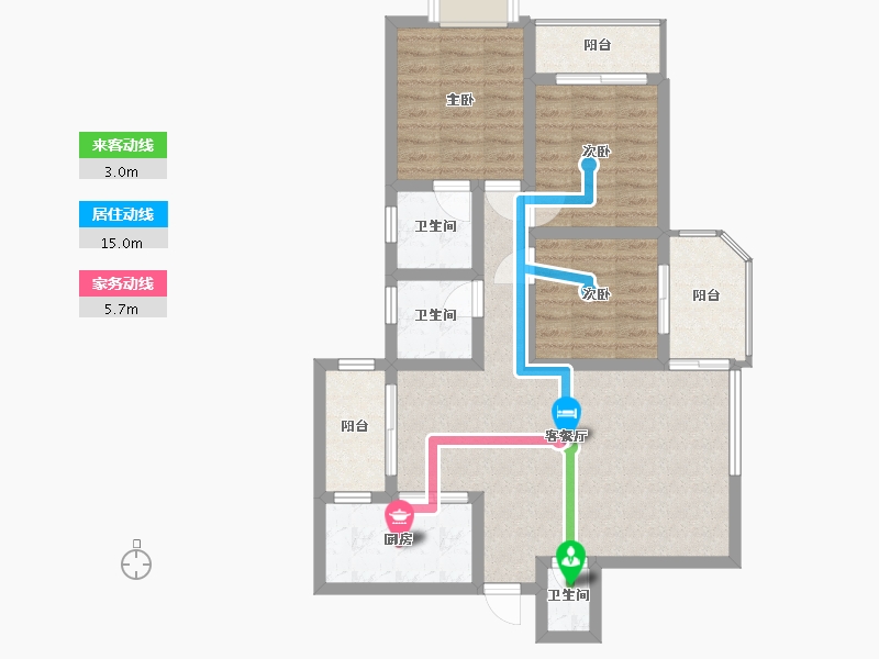 黑龙江省-鹤岗市-燕晗花园-80.00-户型库-动静线