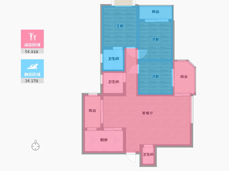 黑龙江省-鹤岗市-燕晗花园-80.00-户型库-动静分区