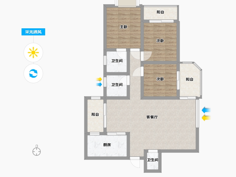 黑龙江省-鹤岗市-燕晗花园-80.00-户型库-采光通风