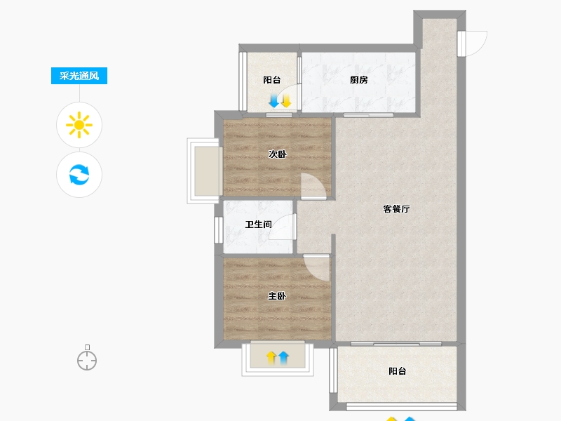 广东省-广州市-万科天河御品-61.85-户型库-采光通风