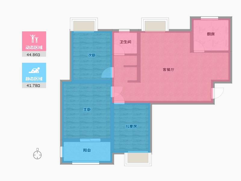 江苏省-无锡市-榭丽花园-B区-80.00-户型库-动静分区