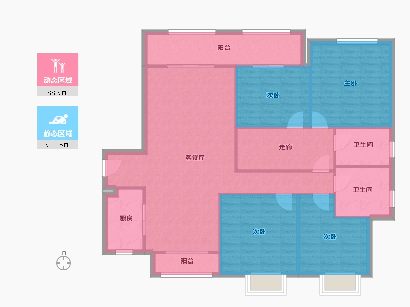 湖北省-宜昌市-东辰心语-124.80-户型库-动静分区