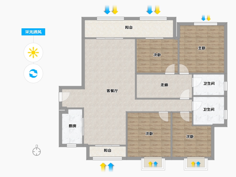 湖北省-宜昌市-东辰心语-124.80-户型库-采光通风