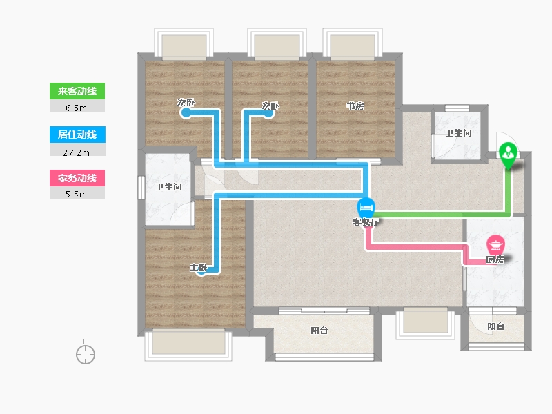 重庆-重庆市-电建洺悦城公园里一期-106.00-户型库-动静线