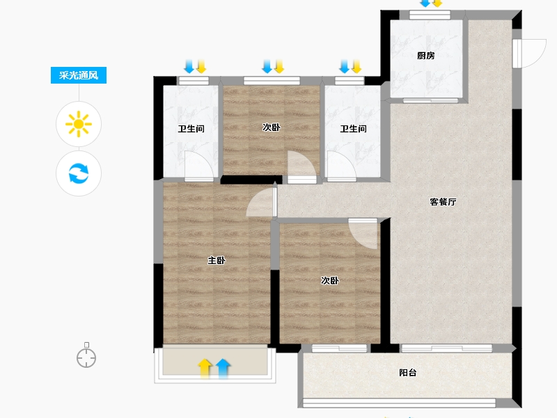 浙江省-绍兴市-云樾府-89.00-户型库-采光通风