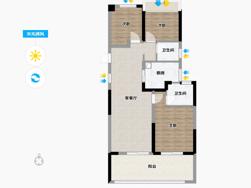 浙江省-杭州市-湖山壹品苑-71.20-户型库-采光通风