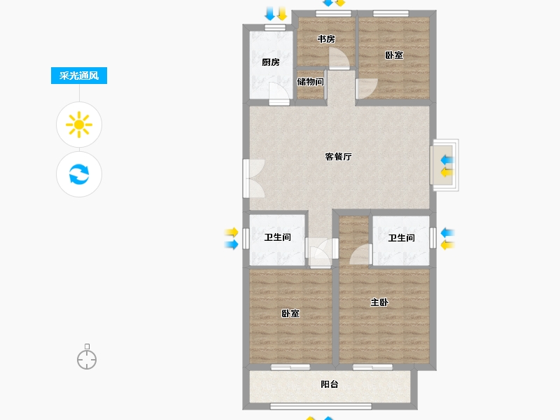 浙江省-温州市-西泰佳苑-104.00-户型库-采光通风