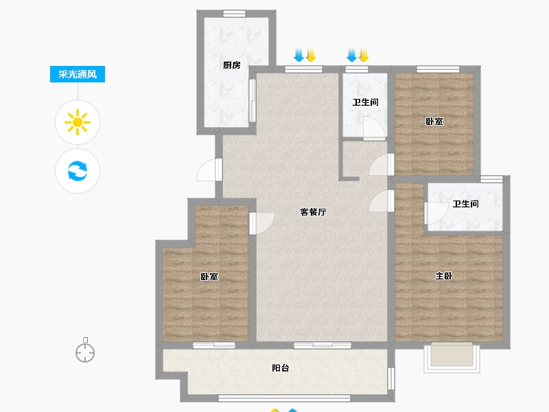 山东省-济南市-祥生东方樾-110.00-户型库-采光通风