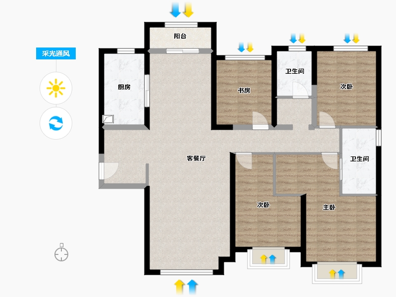 甘肃省-兰州市-华润置地誉澜山-122.40-户型库-采光通风