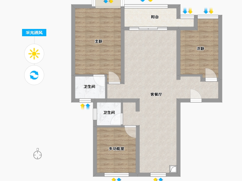 江苏省-无锡市-蓝光雍锦园-93.58-户型库-采光通风