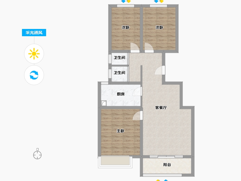 河北省-邢台市-御峰华府-89.60-户型库-采光通风