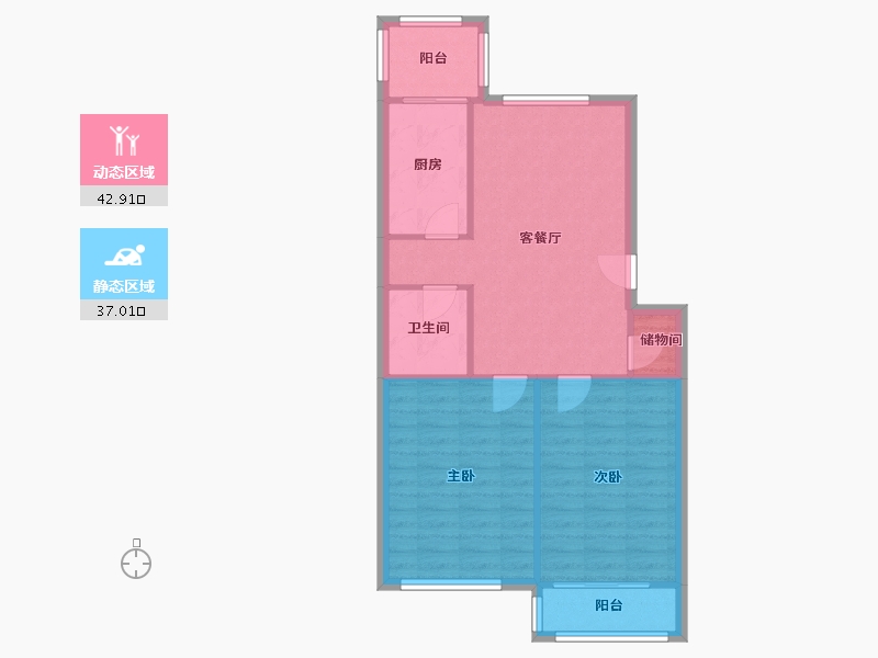 天津-天津市-益华里小区-71.02-户型库-动静分区