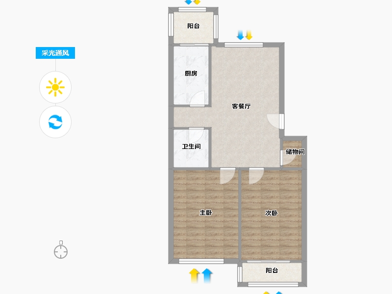 天津-天津市-益华里小区-71.02-户型库-采光通风