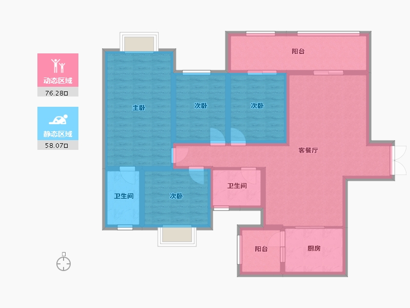 贵州省-遵义市-城投凤凰家园-123.55-户型库-动静分区