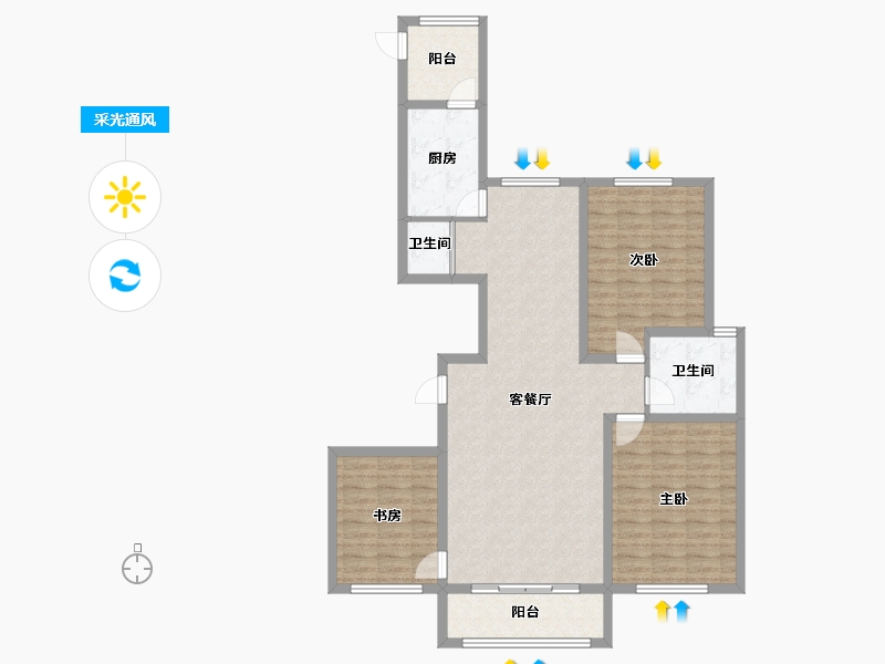 辽宁省-锦州市-金城御澜山-111.87-户型库-采光通风