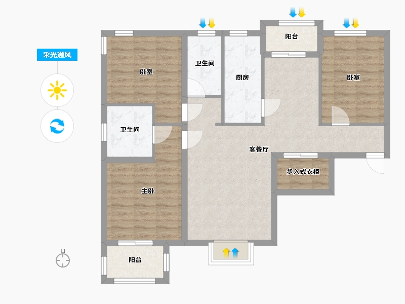 北京-北京市-垡头翠成馨园-105.00-户型库-采光通风