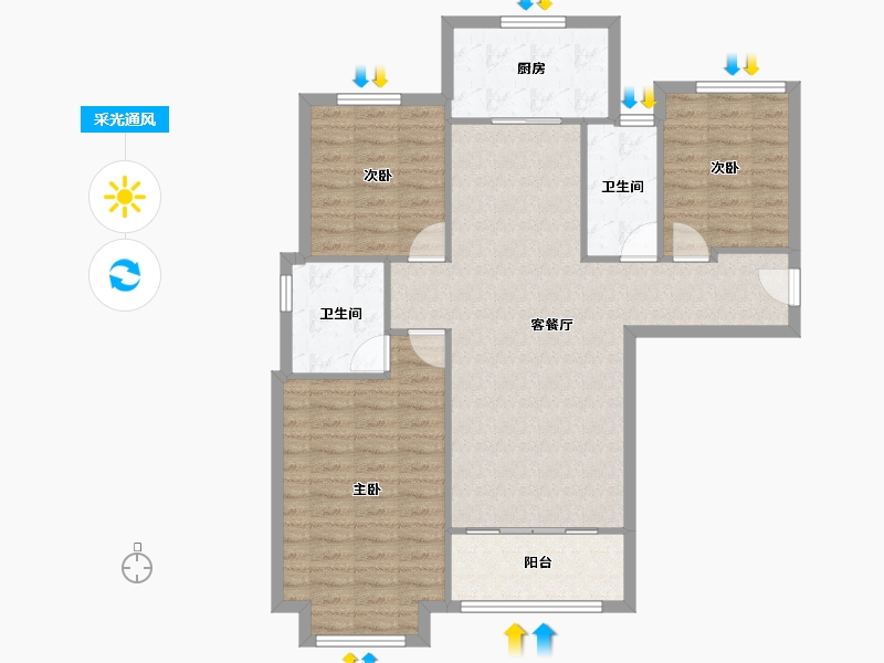 陕西省-咸阳市-金科世界城-100.00-户型库-采光通风