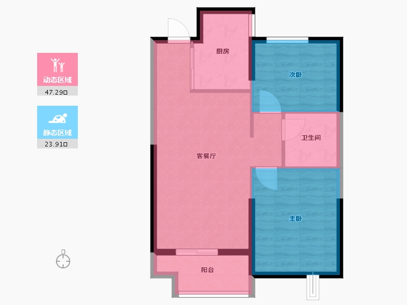 辽宁省-抚顺市-恒大华府-64.13-户型库-动静分区