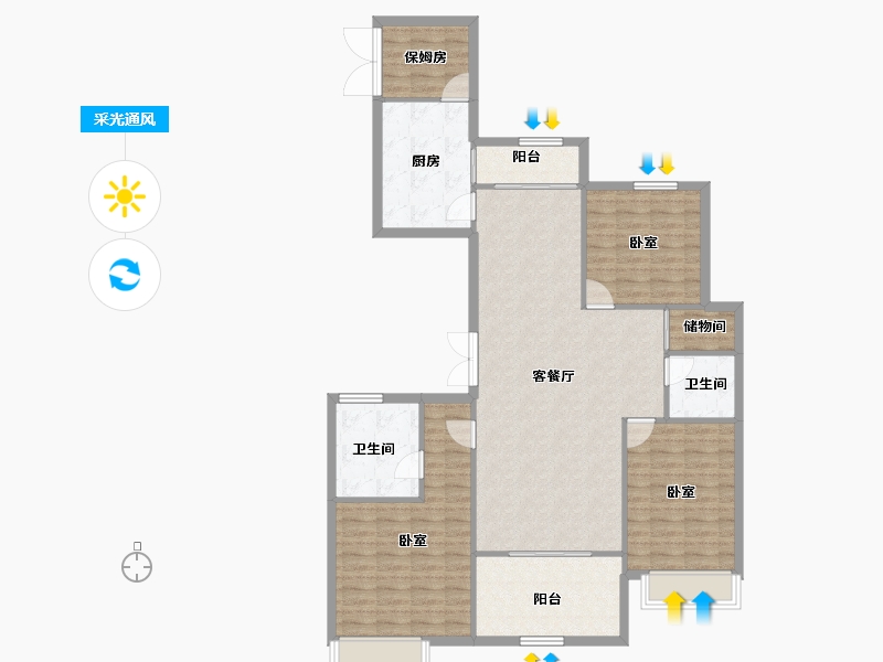 浙江省-金华市-久府和园-121.03-户型库-采光通风