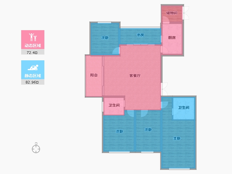 浙江省-金华市-久府和园-141.90-户型库-动静分区