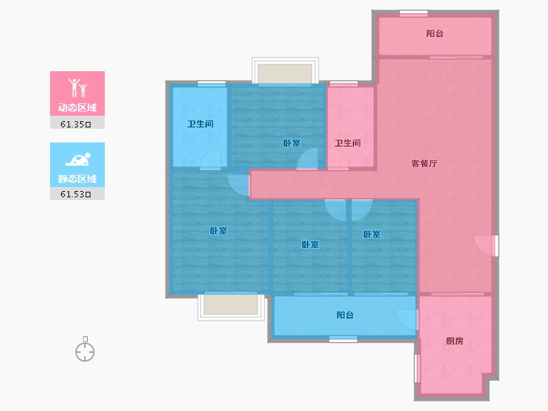 福建省-福州市-中天金海岸金爵苑-112.87-户型库-动静分区