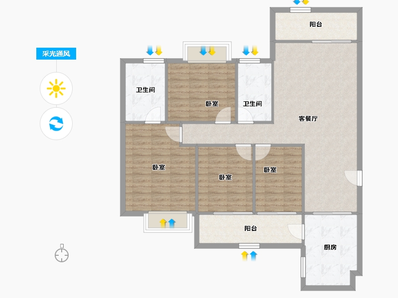 福建省-福州市-中天金海岸金爵苑-112.87-户型库-采光通风