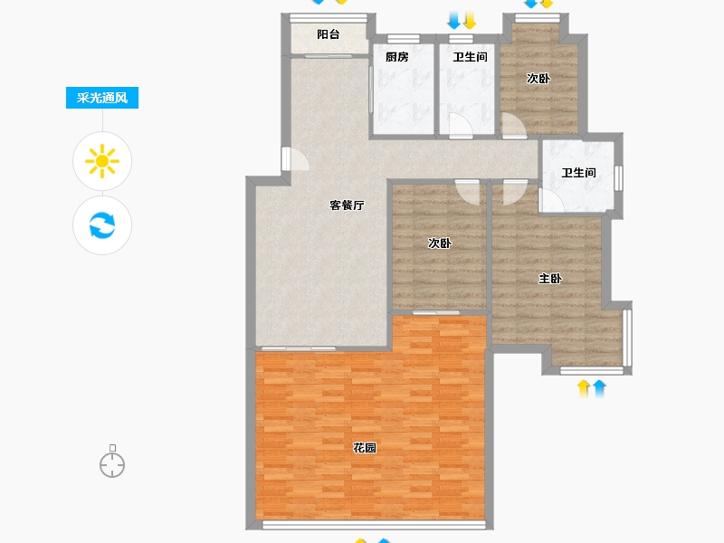 浙江省-金华市-奥林匹克花园-108.00-户型库-采光通风