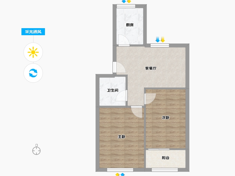 江苏省-无锡市-新桥花园-53.39-户型库-采光通风