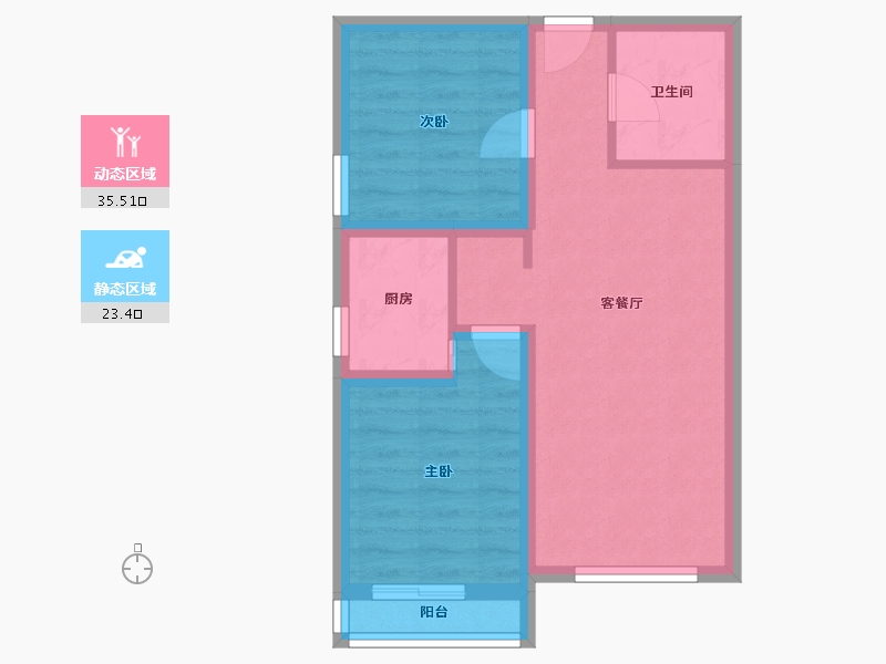 北京-北京市-龙腾苑六区-51.68-户型库-动静分区