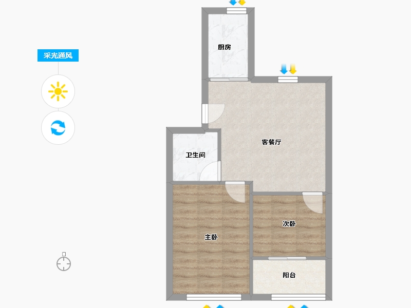 江苏省-无锡市-新桥花园-50.25-户型库-采光通风