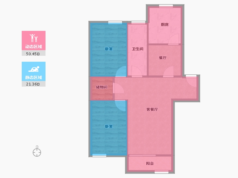 陕西省-咸阳市-秦宝小区东区-64.78-户型库-动静分区