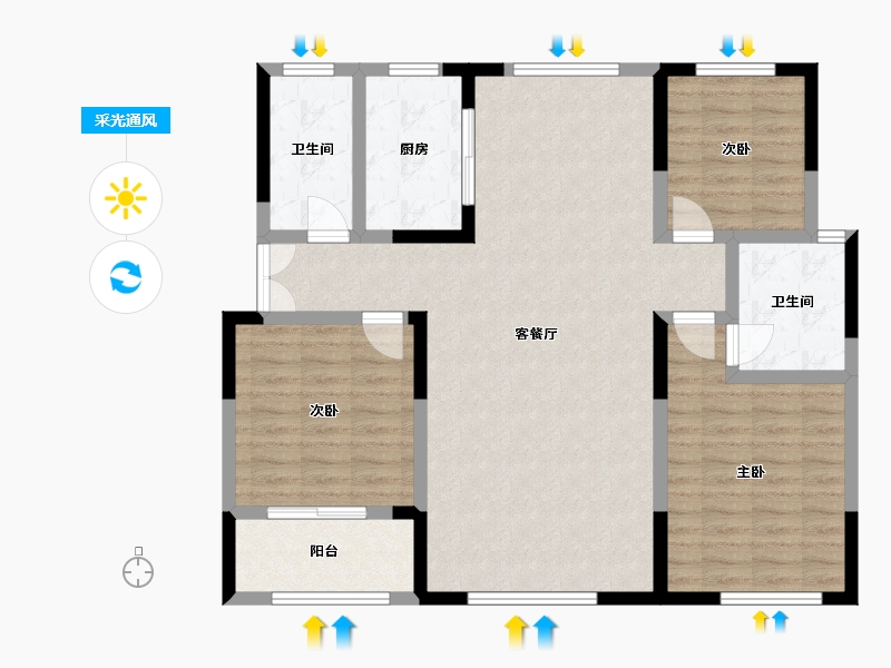 山东省-德州市-金山名苑-103.93-户型库-采光通风