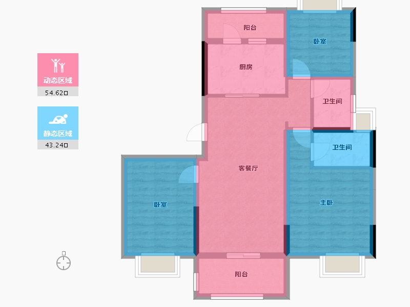 广西壮族自治区-柳州市-碧桂园翡翠湾-96.00-户型库-动静分区