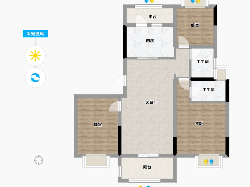 广西壮族自治区-柳州市-碧桂园翡翠湾-96.00-户型库-采光通风