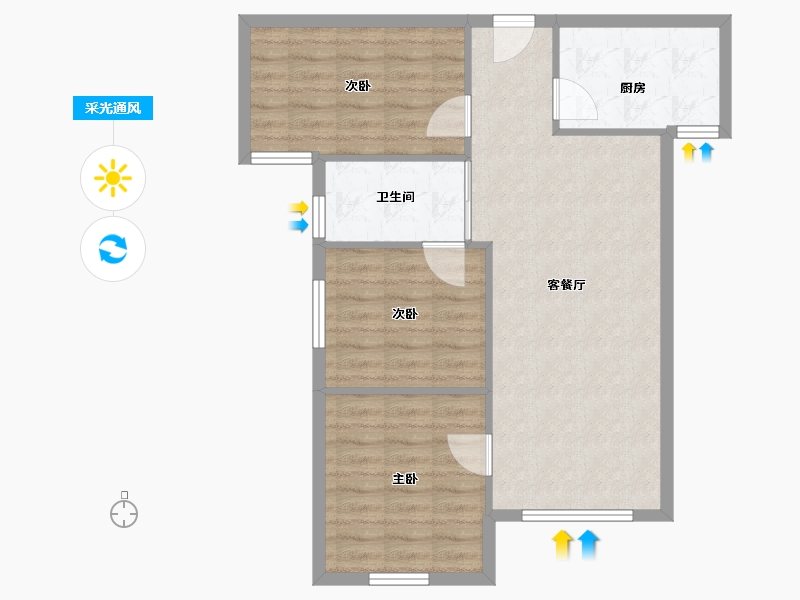 陕西省-咸阳市-金科世界城-75.00-户型库-采光通风