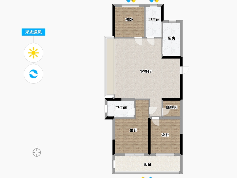 江苏省-苏州市-金茂悦湖雅苑-100.80-户型库-采光通风