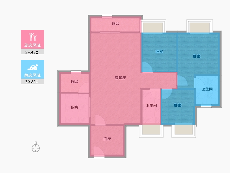 广东省-佛山市-云山峰境花园-77.09-户型库-动静分区