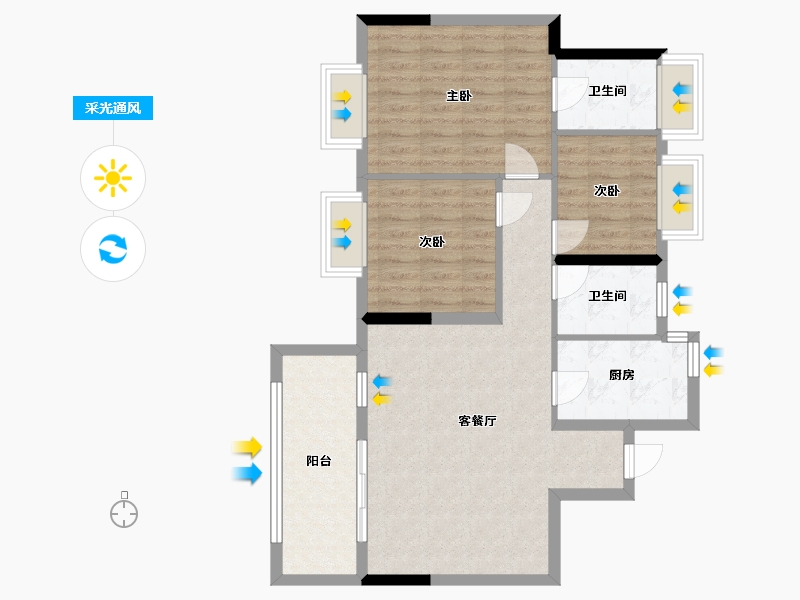 江西省-抚州市-清华苑-84.00-户型库-采光通风