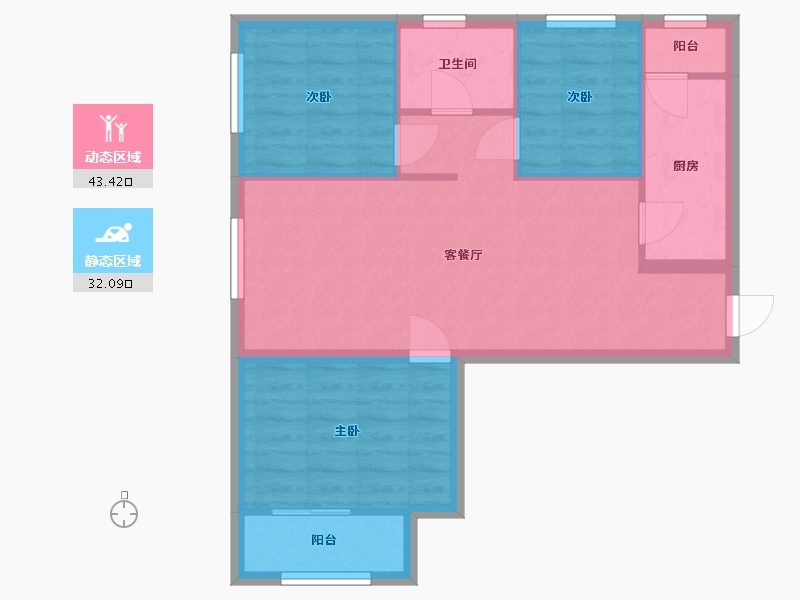 北京-北京市-诺德花园-77.00-户型库-动静分区