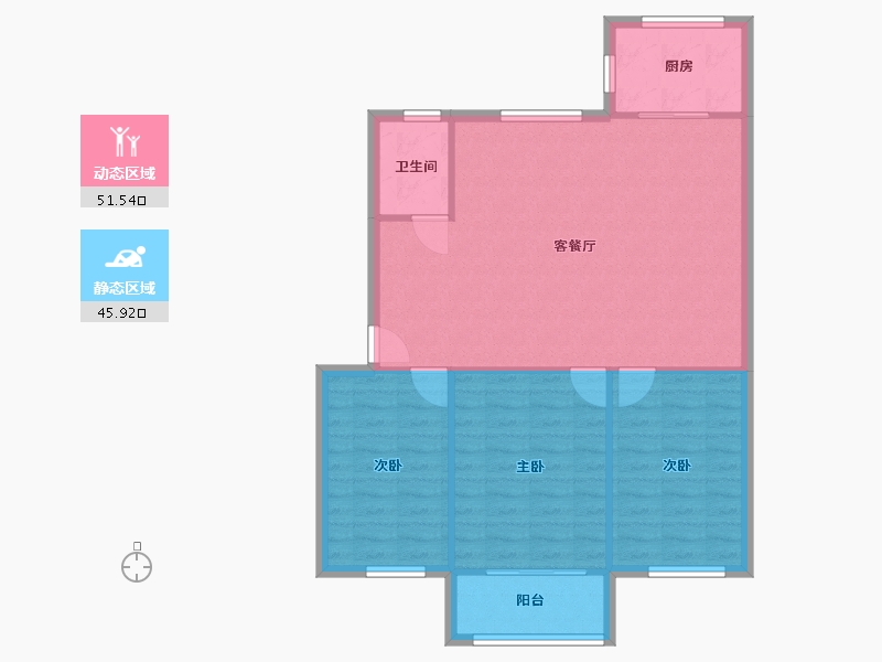 陕西省-咸阳市-秦宝小区东区-89.99-户型库-动静分区